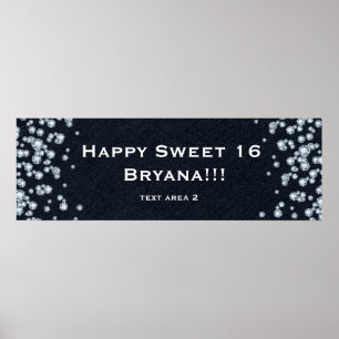 Póster Estandarte de Aniversário Personalizado com Brilho
