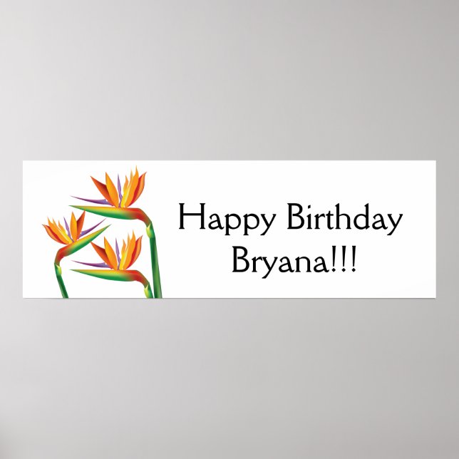 Póster Estandarte de festa floral tropical Bird of Paradi (Frente)