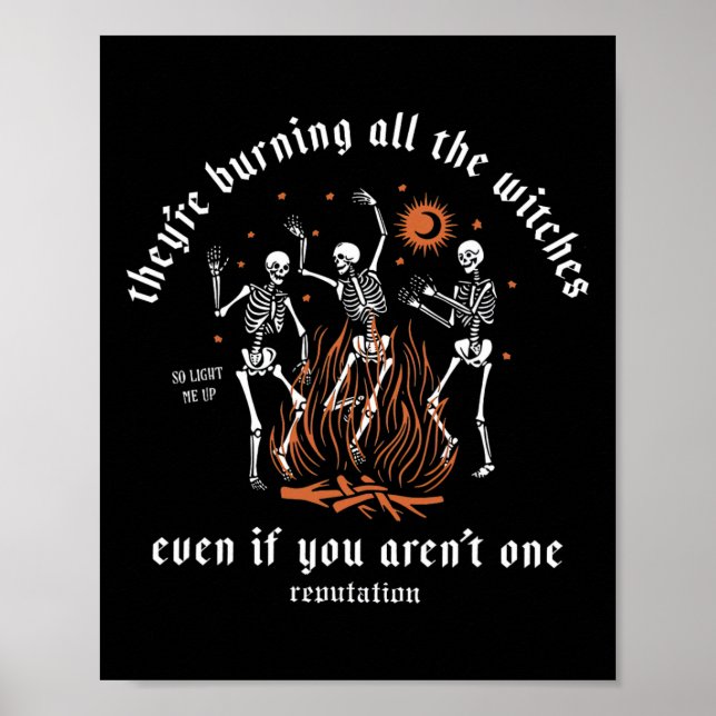 Poster Estão queimando o esqueleto do Dia das Bruxas (Frente)