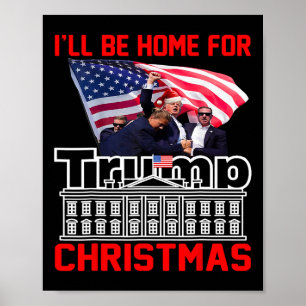 Poster Estarei em Casa no Natal Papai Noel Divertido Trum