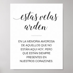 Poster Estas Velas Arden Sinal de Memória de Casamento em