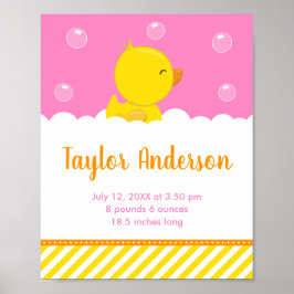 Poster Estatísticas de Nascimento Amarelo e Rosa da Borra