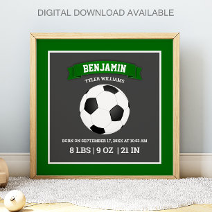 Poster Estatísticas de Nascimento de Bebê com Bola de Fut