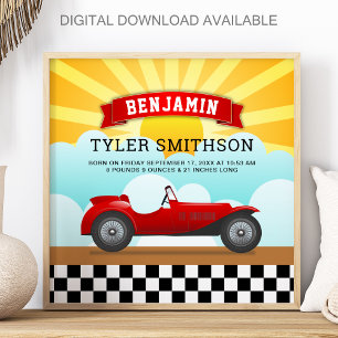 Poster Estatísticas de Nascimento de Bebê em Carro de Cor