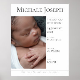 Poster Estatísticas de Nascimento de Bebê | Placa de Esta