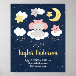 Poster Estatísticas de Nascimento de Bebês-Rosa e Marinho