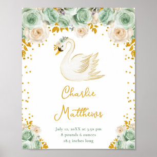 Poster Estatísticas de Nascimento de Swan Sage Green e Go