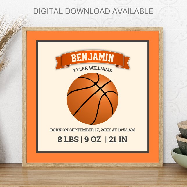 Poster Estatísticas de Nascimento do Bebê de Basquete Mod (Criador carregado)