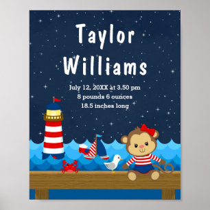 Poster Estatísticas de Nascimento do Macaco Vermelho do M