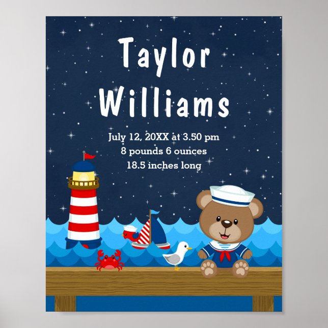 Poster Estatísticas de Nascimento do Marinho Vermelho do  (Frente)