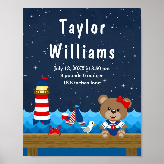 Poster Estatísticas de Nascimento do Marinho Vermelho do  (Frente)