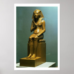 Póster Estátua assentada de um faraó, reino novo (pedra