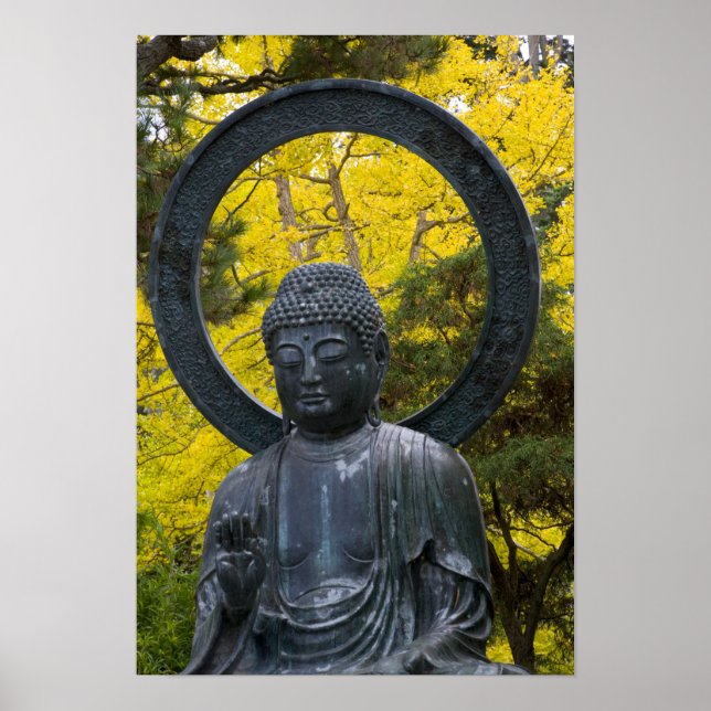 Póster Estátua Buda no Ouro dos Jardins Japoneses (Frente)