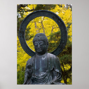 Póster Estátua Buda no Ouro Japonês de Jardins