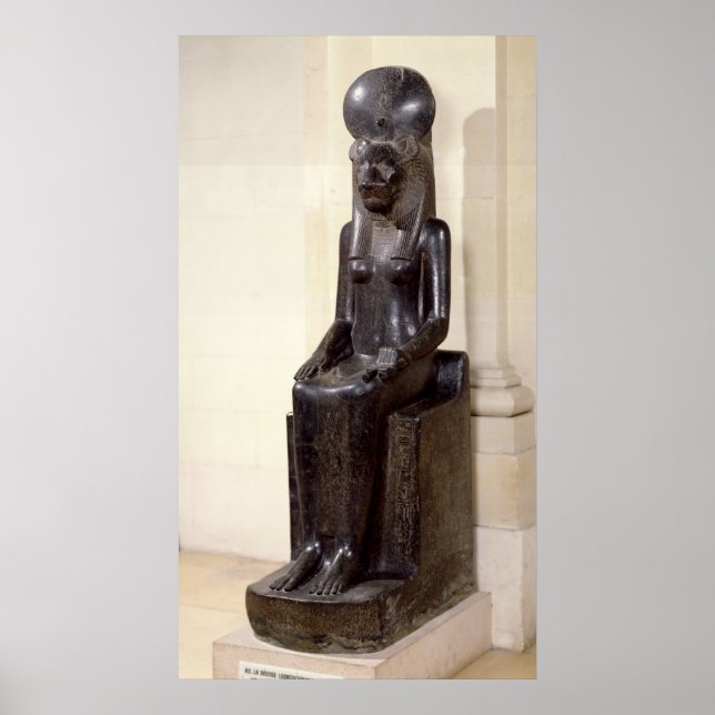 Póster Estátua da deusa Sekhmet de cabeça de leão (Frente)
