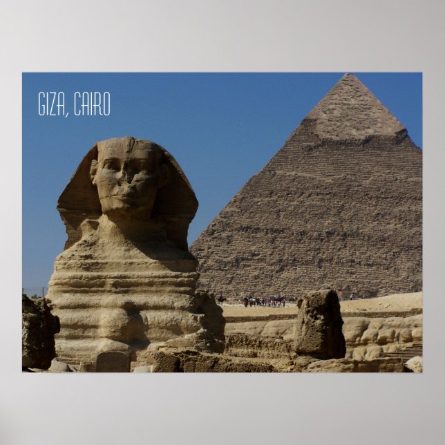 Poster Estátua da Esfinge em Gizé Cairo Egito Lembrança (Frente)
