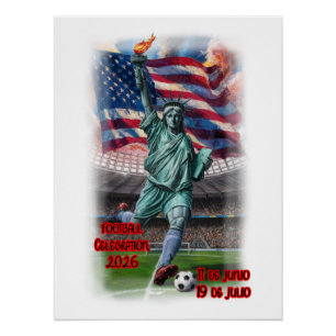 Póster Estátua da Liberdade Celebrando Futebol em