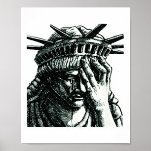 Poster Estátua Da Liberdade Chorando Anti-Trump Resiste S