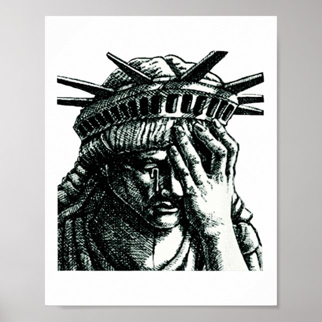 Poster Estátua Da Liberdade Chorando Anti-Trump Resiste S (Frente)