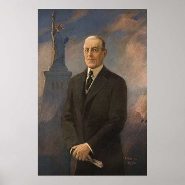 Poster Estátua da Liberdade e Presidente Woodrow Wilson (Frente)