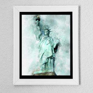 Poster Estátua da Liberdade em Aquarela Artística