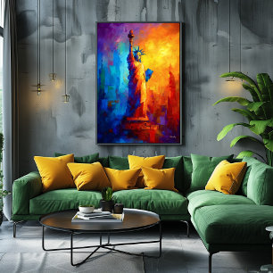Poster Estátua da Liberdade Impressionista Nova York Arte