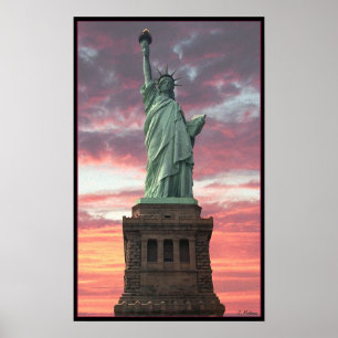 Póster Estátua da liberdade/por do sol