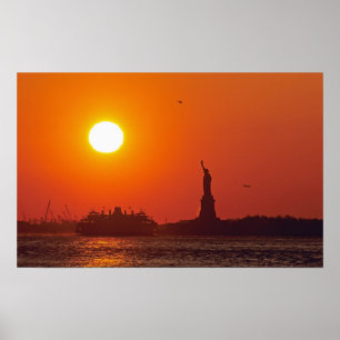 Poster Estátua da Liberdade, Porto de Nova York, NY, EUA,