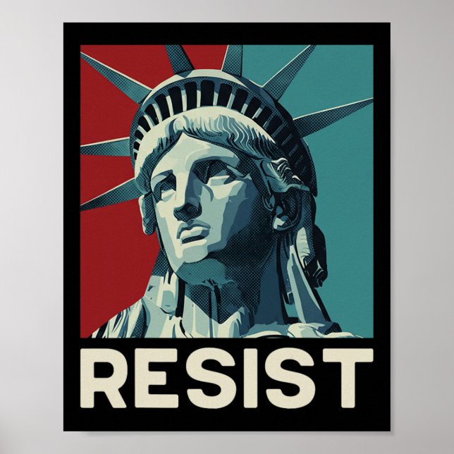Poster Estátua da Liberdade Resist Retro Vintage (Frente)