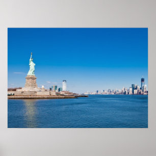Póster Estátua da liberdade, Rio Hudson e Manhattan