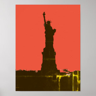 Poster Estátua da Liberdade Silhouette Pop Art