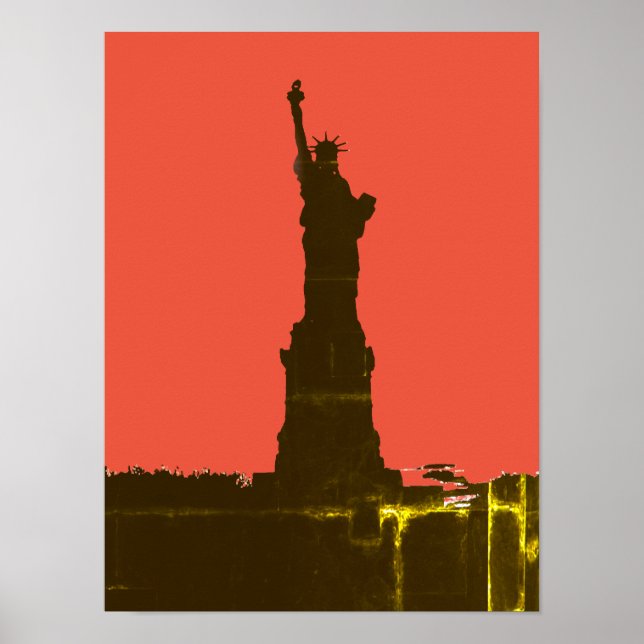 Poster Estátua da Liberdade Silhouette Pop Art (Frente)