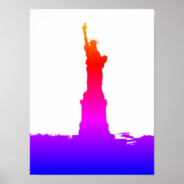 Poster Estátua da Liberdade Silhouette Pop Art (Frente)