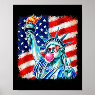 Poster Estátua da liberdade soprando bolha mulheres patri