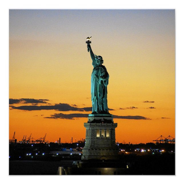 Póster Estátua da Liberdade Sunset Nova Iorque (Frente)