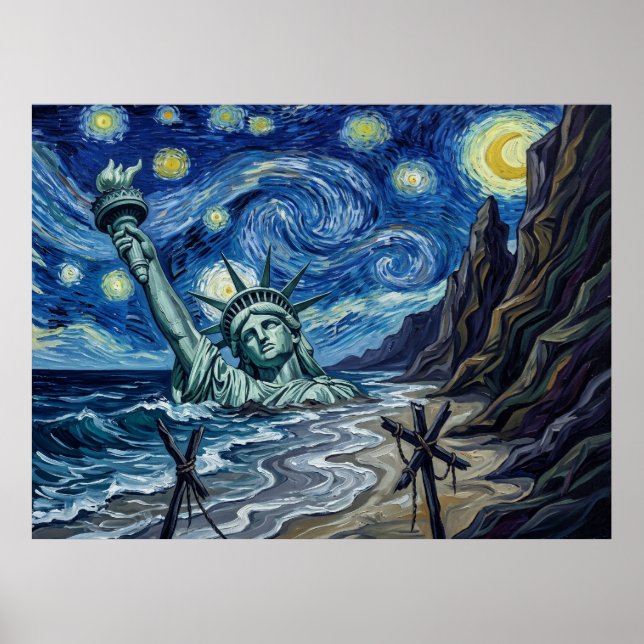 Poster Estatua da Noite Estrelada do Planeta dos Macacos (Frente)