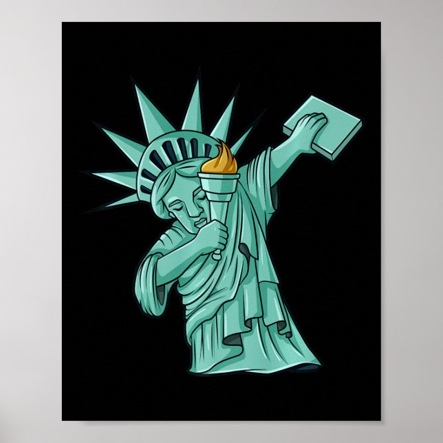 Poster Estátua Dabbing da Liberdade 4 De Julho Meninos (Frente)