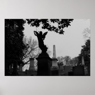 Poster Estátua de Anjo Preto e Branco