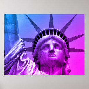 Poster Estátua de Arte Pop Azul da Liberdade em Nova Iorq