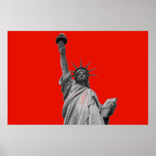 Poster Estátua de Arte pop da Liberty Red Greyscale Nova