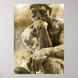 Póster Estátua de bronze afligida Auguste Rodin o