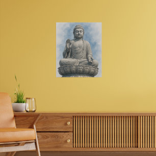 Poster Estátua de Buda em Aquarela Zen – Decoração Espiri