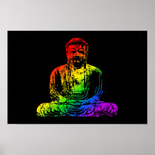 Póster Estátua de Buddha do arco-íris