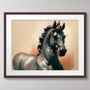 Poster Estátua de Cavalo de Bronze de Desenho de Pastel