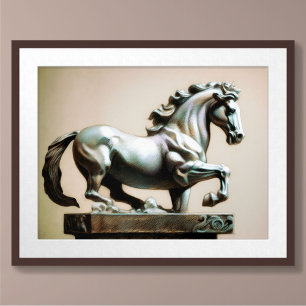 Poster Estátua De Cavalo De Desenho De Pastel