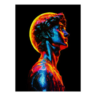Póster Estátua de David em Neon