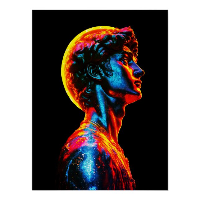 Póster Estátua de David em Neon  (Frente)