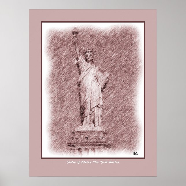 Póster Estátua De Desenho Da Liberdade Nova Iorque (Frente)