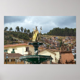 Poster Estátua de Pachacuti em Cusco, Peru