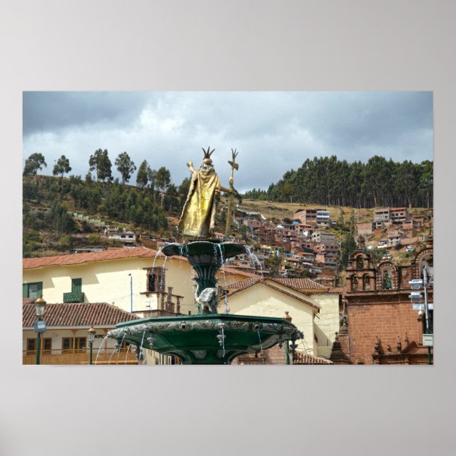 Poster Estátua de Pachacuti em Cusco, Peru (Frente)